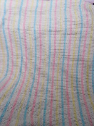 Vintage Baby Blanket Acrylic Open Weave Stripes Pastel WPL 1675 White Pink Blue 3