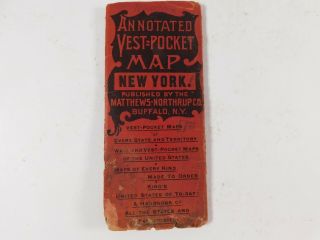 Antique 1892 Annotated Vest Pocket Map York State With City Inserts