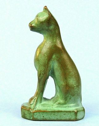 Vintage Srg Cat Figurine Egyptian Cat Goddess Bast Verdigris Bronze Metal Statue