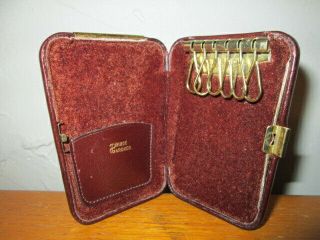 Vintage Prince Gardner Key Hard Case Holder Fob Key Chain Burgundy