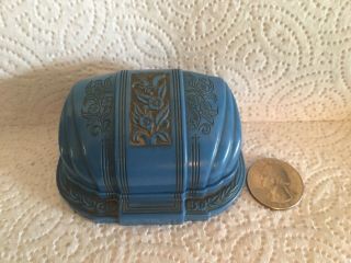 Antique Vintage Celluloid Ring Box Art Deco Made In Usa Blue Cond.