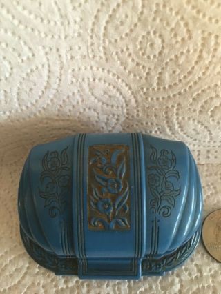 Antique Vintage Celluloid Ring Box Art Deco Made in USA Blue Cond. 2