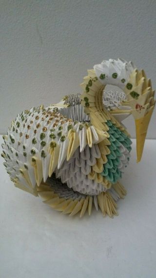 Vintage Hand Made Folded Paper Prison Art Swan