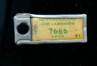 1970 Newfoundland War Amps Key Tag Miniature Licence Plate Cp892