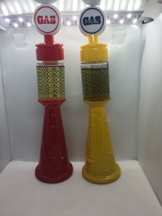Vintage Avon Remember When Gas Pump Bottle Set Of 2 Red Yellow Automobile Full