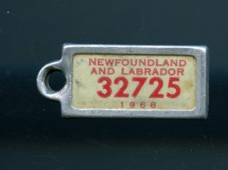 1968 Newfoundland War Amps Key Tag Miniature Licence Plate Cp882