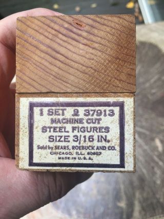Vintage Sears Roebuck Steel Figures No.  37913 3/16 " Number Punch Set " Craftsman "