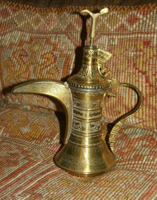 33,  5 cm Brass Dallah islamic art Coffee Pot Bedouin 789 grams NIzwa Art 3