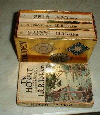 Vintage 1978 Tolkien Ballantine Lotr Gold Box Set Lord Of The Rings & The Hobbit