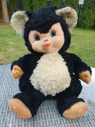 Vintage Rushton Chubby Tubby Panda Bear With Rubber Face And Hands