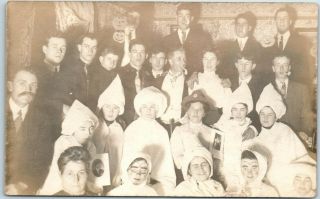 Vintage Rppc Real Photo Postcard Group Of Teens At Halloween Party C1920s