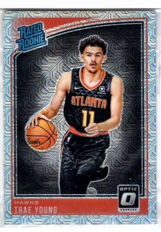 2018 - 19 Donruss Optic Choice Trae Young Mojo Silver Prizms Rc Rated Rookie