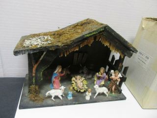 Vintage 1961 Made In Italy Sears Nativity Scene Manger Plus 8 Figurines 97133