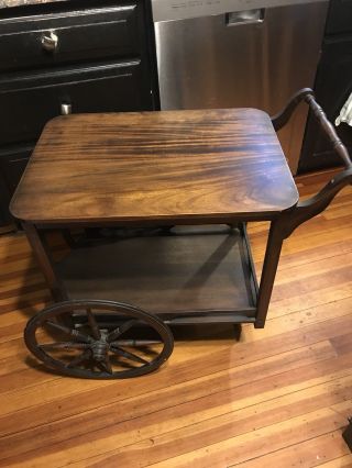 Antique Wood Serving Cart Rosewood/ Mahogony