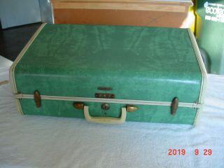 Vintage Samsonite Suitcase Marble Green 1950s Initials Fej