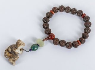 19th Manchu Style Chinese Antique Wood Prayer Beads