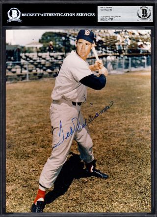 L@@k Encapsulated Ted Williams Signed Auto 8x10 Photo Beckett Bas & Psa/dna