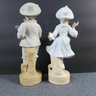Vintage Porcelain Bisque Pair Man and Woman Figurine Lipper and Mann Musicians 2