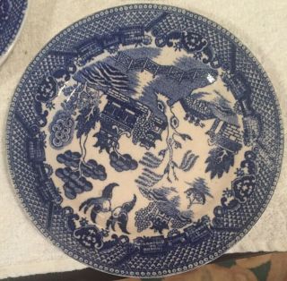 3 Vintage Blue Willow 6” Dessert Plates From Japan 3