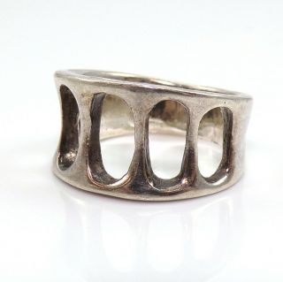 Vtg 6.  7gr Sterling Silver Modernist Concave Cutout Open Band Ring Size 7 Zp