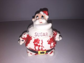 Vintage 50s Kreiss Christmas Santa Sugar Jar Pixieware