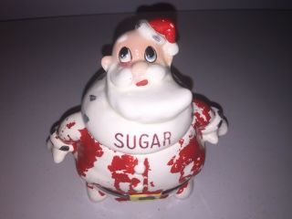 Vintage 50s Kreiss Christmas Santa Sugar Jar Pixieware 2