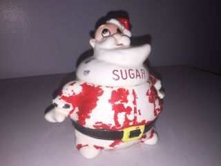 Vintage 50s Kreiss Christmas Santa Sugar Jar Pixieware 3