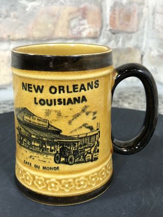 Vintage Souvenir Orleans Cup Mug Cafe Du Monde St Louis Cathedral Bourbon