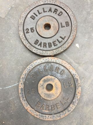 Vintage Billard Barbell 25 Lb Dimpled Standard Weight Plates