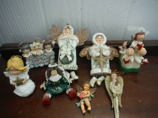 Set Of 8 Vintage Angel Christmas Ornaments