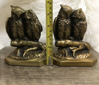 VINTAGE BRASS OWL BOOKENDS SET OF 2.  HEAVY.  BOOK ENDS 2
