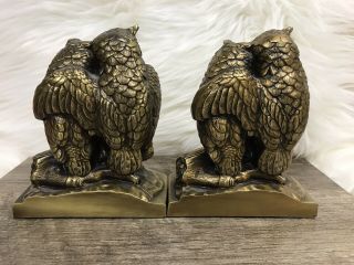 VINTAGE BRASS OWL BOOKENDS SET OF 2.  HEAVY.  BOOK ENDS 3