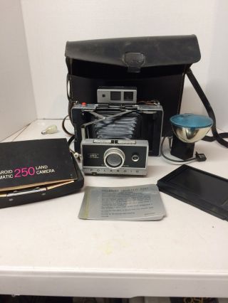 Vintage 1960s Polaroid Land 250 Instant Film Automatic Camera With Accessories