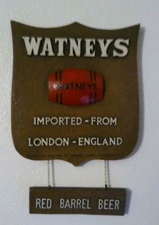 Vintage Watneys Red Barrel Beer Sign 18  X 12  Hanging 2 Part
