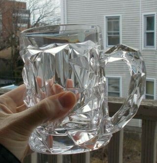 Rare Vintage 5 " Tiffany & Co.  Crystal Glass Heavy Mug Beer Glass Cup Block Rock