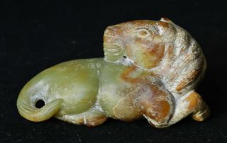 Antique Chinese Jade Carving Recumbent Horse Russet Jadeite Nephrite