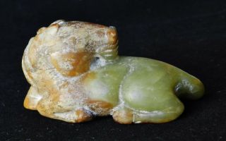 Antique Chinese Jade Carving Recumbent Horse Russet Jadeite Nephrite 2