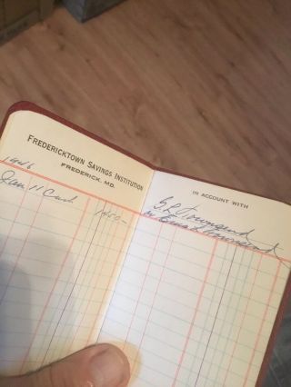 Fredericktown Savings Inst bank Frederick MD - vintage Deposit Book 1946 3