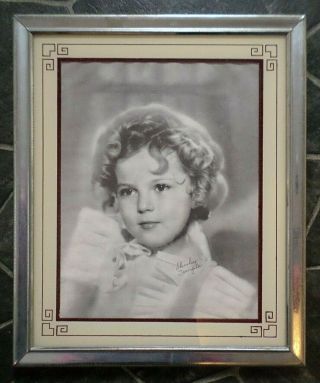 Vintage Art Deco Style Picture Frame Reverse Painted W/picture Of Shirley Temple