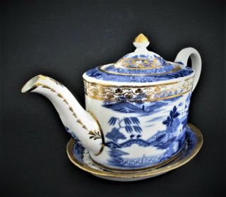 Antique Chinese Qianlong Teapot 18th Century Porcelain With Under Plate 2