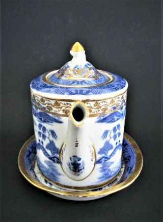 Antique Chinese Qianlong Teapot 18th Century Porcelain With Under Plate 3