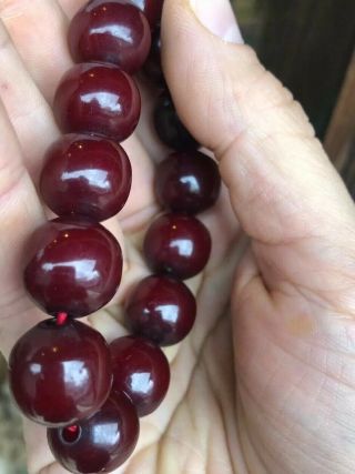 Antique Faturan Cherry Amber Bakelite Vintage Prayer Beads Bracelet 31gr