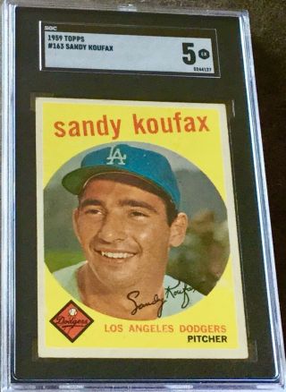 1959 Topps 187 Sandy Koufax (hof) Los Angeles Dodgers - Sgc 5 Ex Centered