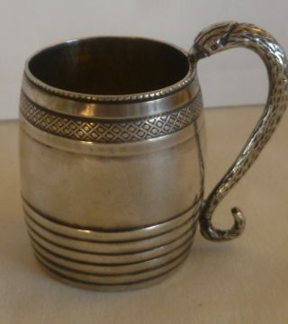 Antique 1832 - 35 Italian Naples 833 Silver Small Grappa Cup With Snake Handle