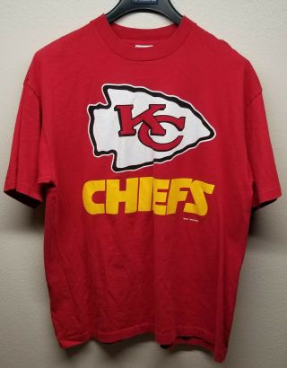 Vintage 90s Nfl Kansas City Chiefs Tee T - Shirt Large Xl Trench Ultra Made In Usa