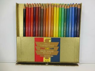 Vintage Eagle Turquoise Prismacolor Colored Pencils Set Of 22 W/ Case