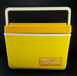 Vintage Thermos Sun Packer Retro Yellow/orange 11 Qt Cooler/lunch Box Ice Chest