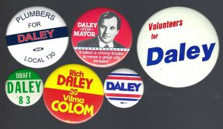 Vintage Chicago Mayor Richard M.  Daley Campaign Buttons - Group I