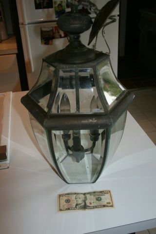 Vintage Glass & Brass Candelabra 3 - Lights Pendant Lighting Hanging Ceiling Lamp