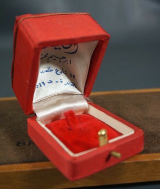 Antique Red Velvet&satin Egyptian Revival Jewelry Pin Earring Ring Box Case Arab